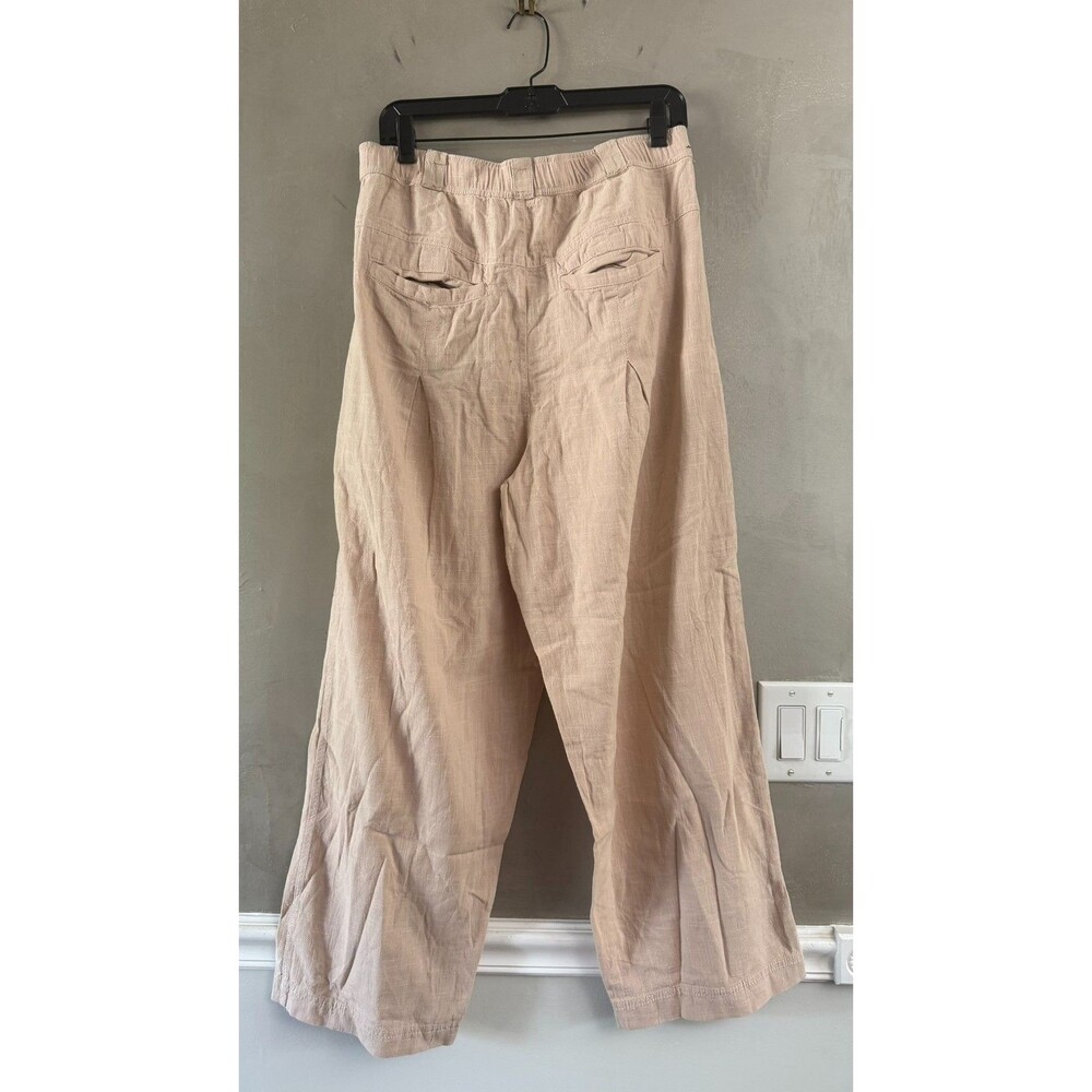Free People Lotta Love Linen Trousers Pants Cream Straight Leg Imperfect US 10 - Picture 4 of 4